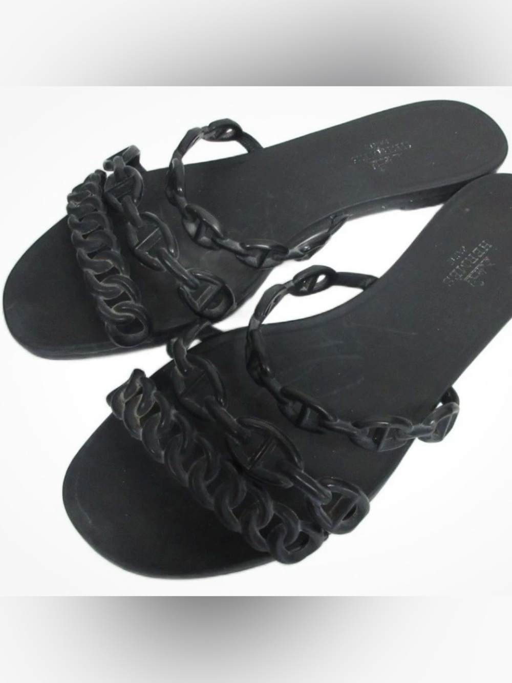 Hermes Rivage Rubber Sandals Chain d’Ancre Black Size 38 Euro Summer Luxury